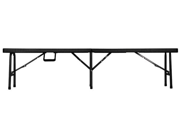 Perel Panchina da campeggio imitation rotin Nero FP160R, Svart, Högdensitetspolyeten (HDPE), Stål, Solid, 600 kg, 1800 mm, 250 mm