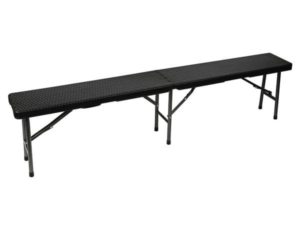 Perel Panchina da campeggio imitation rotin Nero FP160R, Svart, Högdensitetspolyeten (HDPE), Stål, Solid, 600 kg, 1800 mm, 250 mm