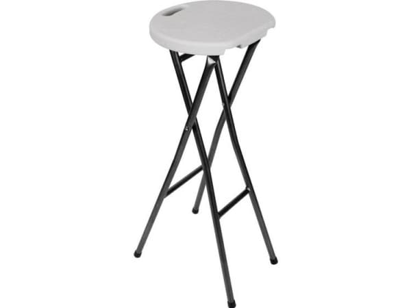 Perel Sgabello da bar barstol Bianco FP145, Hård sits, Rund, Svart, Vit, Polyeten, Stål, Robust, 4 ben