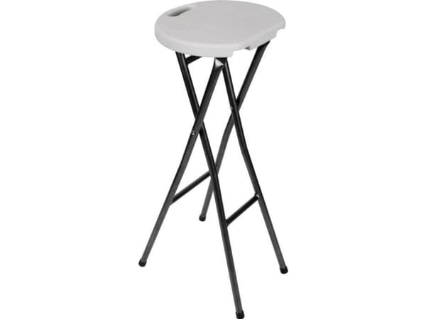 Perel Sgabello da bar barstol Bianco FP145, Hård sits, Rund, Svart, Vit, Polyeten, Stål, Robust, 4 ben
