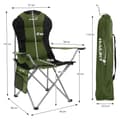 Miniatyrbillede 6 af 7: Hauki foldbar campingstol, khaki, fiskestol med kopholder og bæretaske, foldbar havestol, op til 150 kg, overdimensioneret foldestol med højt ryglæn,