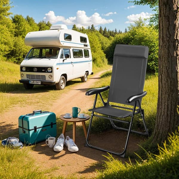 Foldbar campingstol Müritz med hovedpude - Sæt med 2 stk.