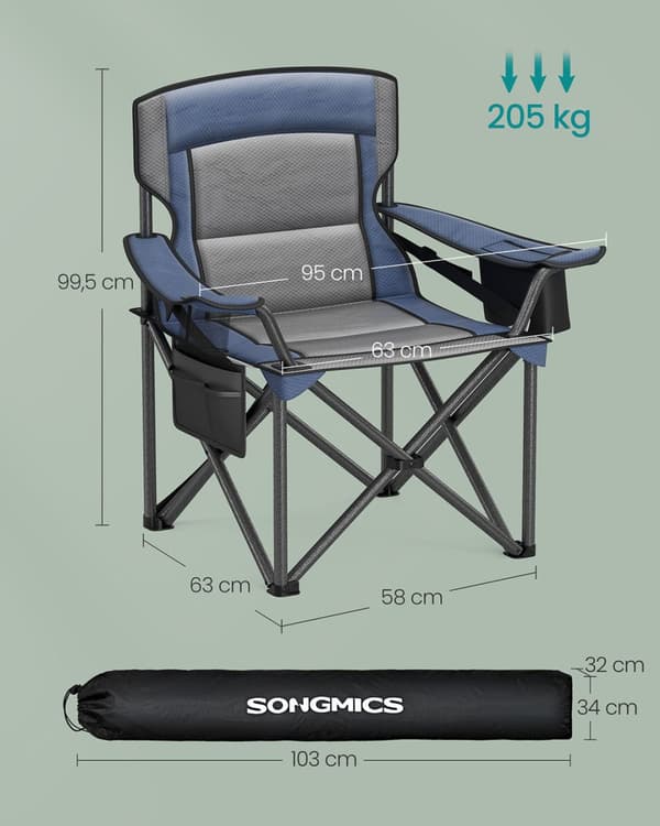Retkituoli, SONGMICS, 63x95x99.5 cm, Harbor Blue