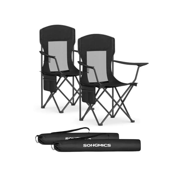 Campingstol, SONGMICS, 51,5x86,5x97 cm, Blæk Sort