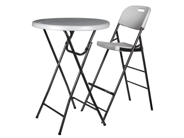 Perel FP140N, Spisetid, Solid/Fast, Hard Stol, Hård ryggstø, Polyethylen, Stål, Sort, Hvit