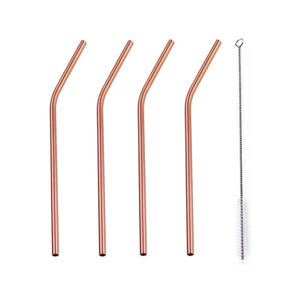 4-pack metallsugrör samt diskborste, Återanvändbara