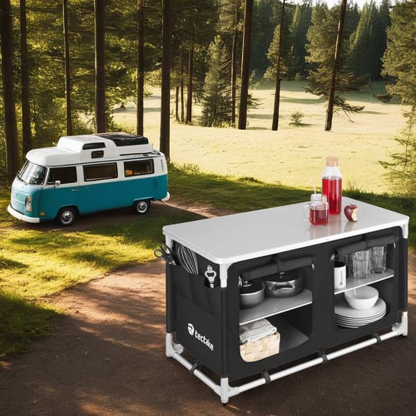 Campingskab Komfort med 4 rum - sort