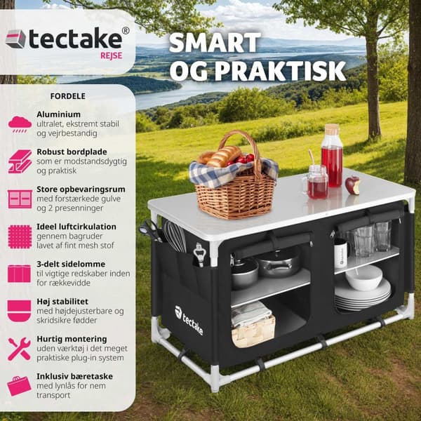 Campingskab Komfort med 4 rum - sort
