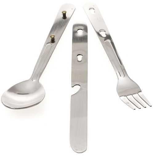 friluftsbestick rostfritt stål, 4-PACK BESTICKSET CAMPING ROSTFRITT STÅL
