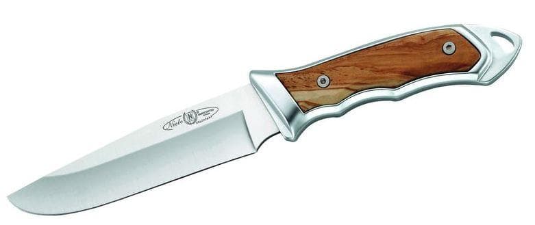 jaktkniv med skida 24 cm rostfritt stål/trä silver/brun