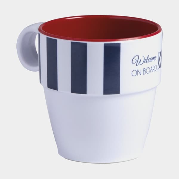 Kaffe/tekoppar i melamin Marine Business Venezia, non-slip, vit/röd/blå, 32 cl / 320 ml, 6-pack