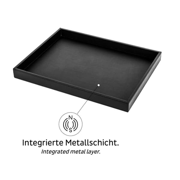 Magnetisk serveringsbricka Silwy Metal Tray Leather Look, svart, 41.5 x 31.5 cm