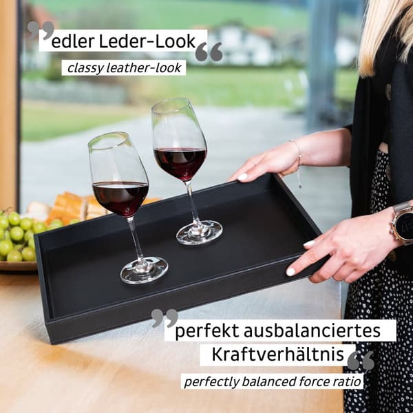 Magnetisk serveringsbricka Silwy Metal Tray Leather Look, svart, 41.5 x 31.5 cm