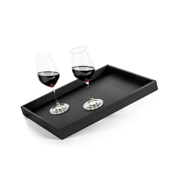 Magnetisk serveringsbricka Silwy Metal Tray Leather Look, svart, 41.5 x 31.5 cm
