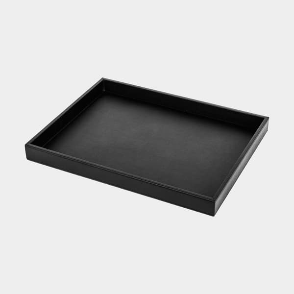 Magnetisk serveringsbricka Silwy Metal Tray Leather Look, svart, 41.5 x 31.5 cm