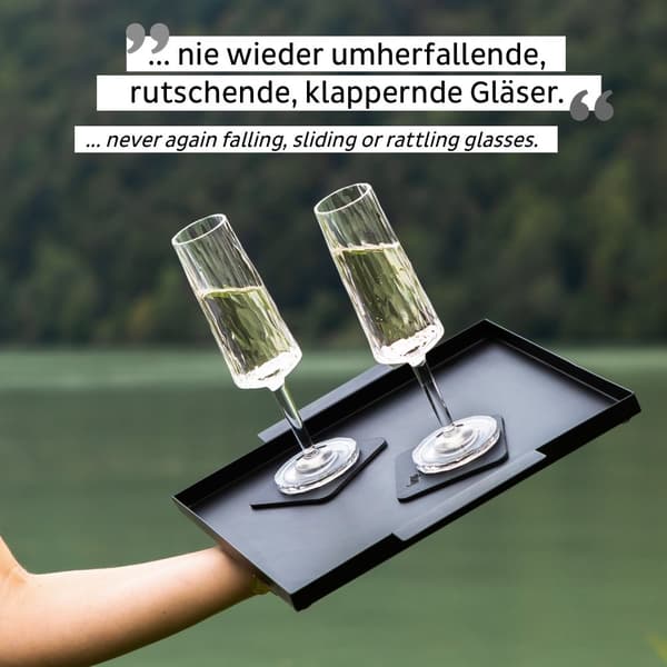 Magnetiska champagneglas i plast Silwy Magnetic Plastic Glass Champagne, transparent, 15 cl, 2-pack + magnetiska glasunderlägg