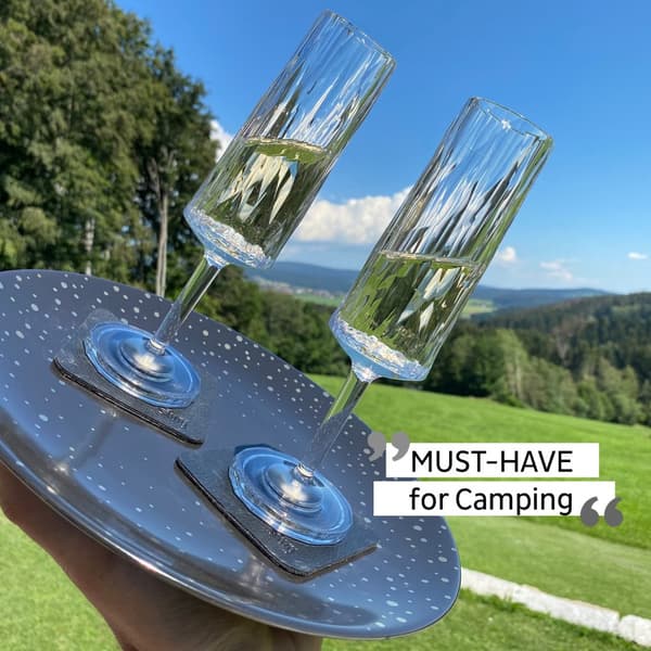 Magnetiska champagneglas i plast Silwy Magnetic Plastic Glass Champagne, transparent, 15 cl, 2-pack + magnetiska glasunderlägg