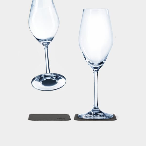 Magnetiska champagneglas i kristall Silwy Magnetic Crystal Glass Champagne, transparent, 20 cl, 2-pack + magnetiska glasunderlägg