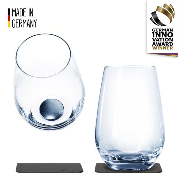 Magnetiska dricksglas i kristall Silwy Magnetic Crystal Glass Longdrink, transparent, 40 cl, 2-pack + magnetiska glasunderlägg