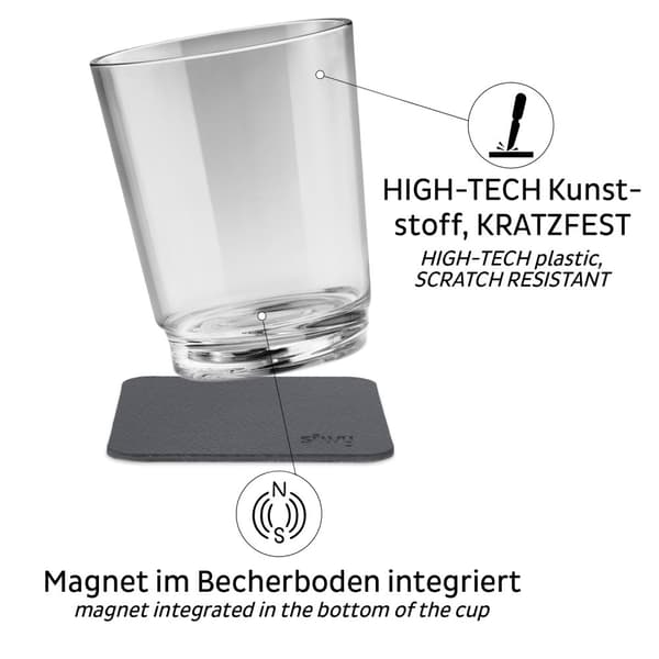 Magnetiska plastglas Silwy Magnetic Drinking Cup The Classic, transparent, 25 cl, 2-pack + magnetiska glasunderlägg