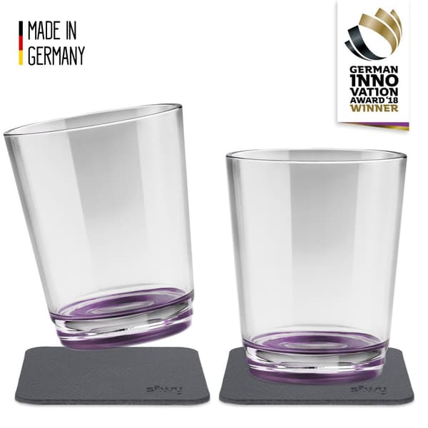 Magnetiska plastglas Silwy Magnetic Drinking Cup Very Berry, transparent/lila, 25 cl, 2-pack + magnetiska glasunderlägg