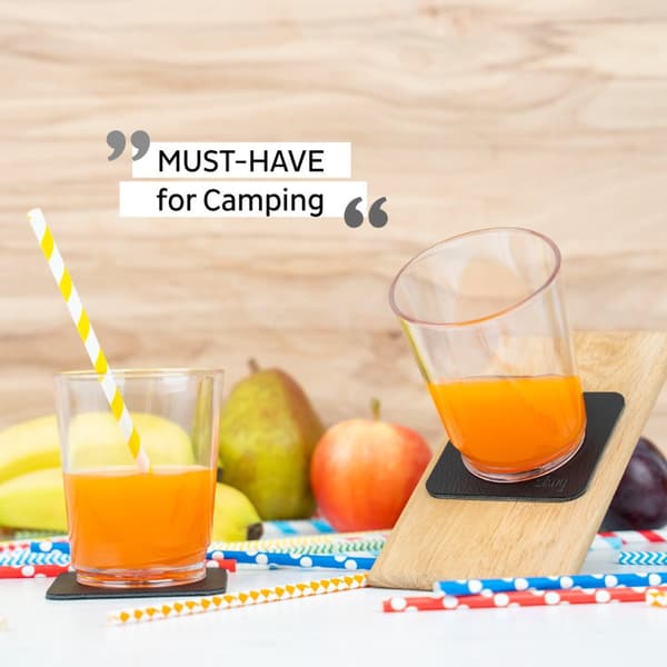 Magnetiska plastglas Silwy Magnetic Drinking Cup Hup Orange, transparent/orange, 25 cl, 2-pack + magnetiska glasunderlägg