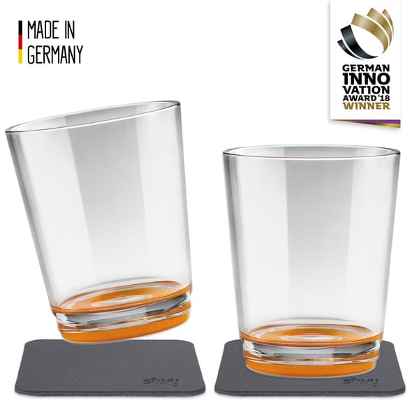 Magnetiska plastglas Silwy Magnetic Drinking Cup Hup Orange, transparent/orange, 25 cl, 2-pack + magnetiska glasunderlägg