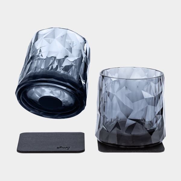 Magnetiska plastglas Silwy Magnetic Plastic Glass Tumbler, grå, 25 cl, 2-pack + magnetiska glasunderlägg
