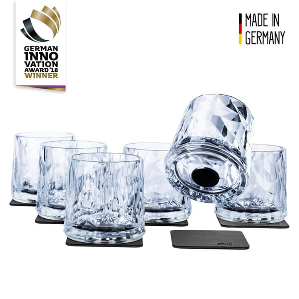Magnetiska plastglas Silwy Magnetic Plastic Glass Tumbler, transparent, 25 cl, 6-pack + magnetiska glasunderlägg
