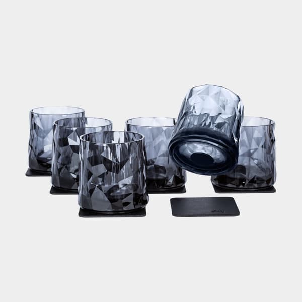 Magnetiska plastglas Silwy Magnetic Plastic Glass Tumbler, grå, 25 cl, 6-pack + magnetiska glasunderlägg