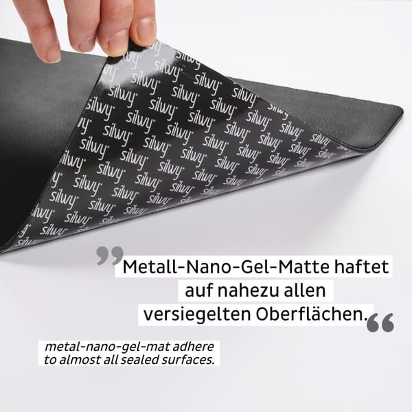 Magnetisk bordstablett Silwy Metal-Nano-Gel-Mat, rektangulär, för magnetiska glas & tallrikar, svart, 40 x 27 x 0.2 cm
