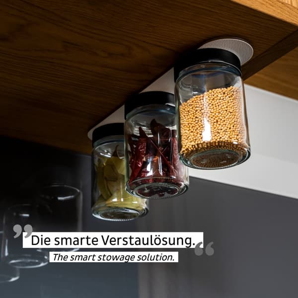 Magnetiska kryddburkar i glas Silwy Glasses for Delicacies White &amp; Classy, transparent, 192 ml, 3-pack + vit magnetremsa