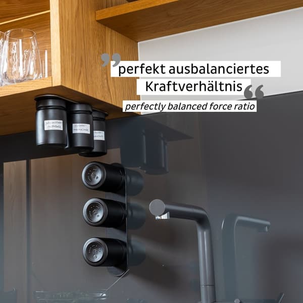 Magnetiska kryddburkar i glas Silwy Glasses for Delicacies All Black, svart, 192 ml, 3-pack + svart magnetremsa