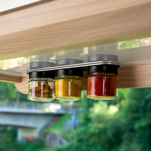 Magnetiska kryddburkar i glas Silwy Glasses for Delicacies Black & Classy, transparent, 125 ml, 3-pack + svart magnetremsa
