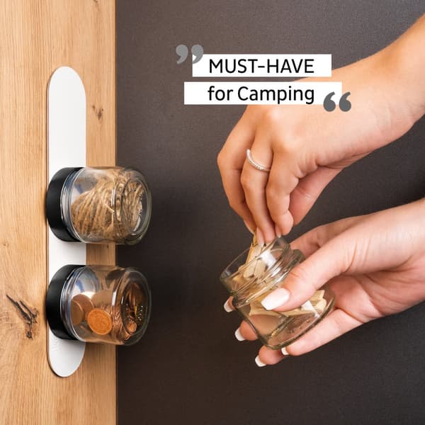 Magnetiska kryddburkar i glas Silwy Glasses for Delicacies White &amp; Classy, transparent, 125 ml, 3-pack + vit magnetremsa