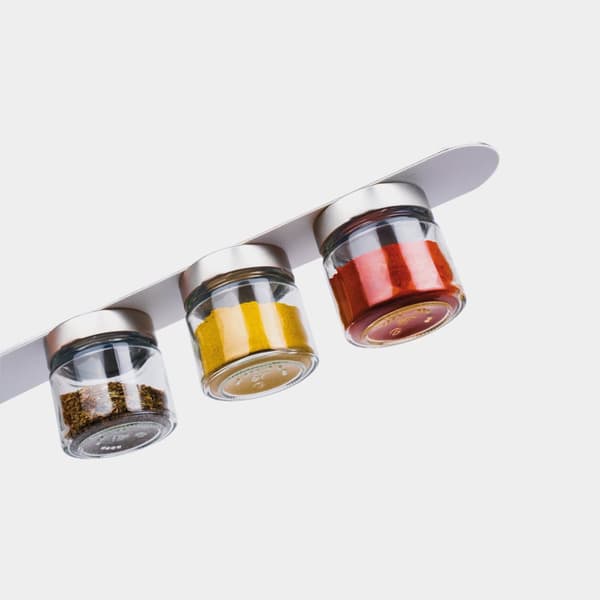 Magnetiska kryddburkar i glas Silwy Glasses for Delicacies White &amp; Classy, transparent, 125 ml, 3-pack + vit magnetremsa