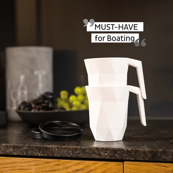 Magnetisk kaffe/tekopp i plast Silwy Magnet Coffee Cup To-Go, vit, 30 cl / 300 ml + vitt magnetiskt glasunderlägg + lock