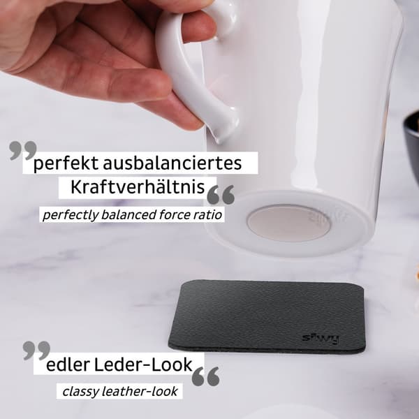Magnetiska kaffemuggar i porslin Silwy Porcelain Magnet Handle Wanderlust, vit, 27 cl / 270 ml, 2-pack + magnetiska glasunderlägg