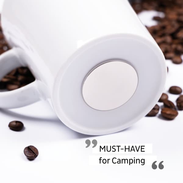 Magnetiska kaffemuggar i porslin Silwy Porcelain Magnet Handle Wanderlust, vit, 27 cl / 270 ml, 2-pack + magnetiska glasunderlägg