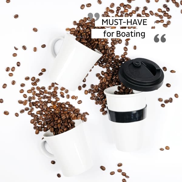 Magnetiska kaffemuggar i porslin Silwy Porcelain Magnet Handle Wanderlust, vit, 27 cl / 270 ml, 2-pack + magnetiska glasunderlägg