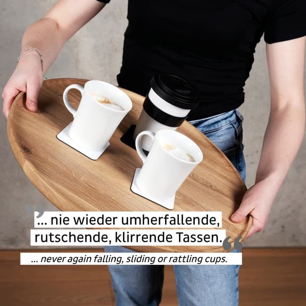 Magnetisk kaffe/tekopp i porslin Silwy Porcelain To-Go, vit/svart, 35 cl / 350 ml + magnetiskt glasunderlägg + lock