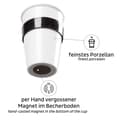 Miniatyrbild 5 av 11: Magnetisk kaffe/tekopp i porslin Silwy Porcelain To-Go, vit/svart, 35 cl / 350 ml + magnetiskt glasunderlägg + lock