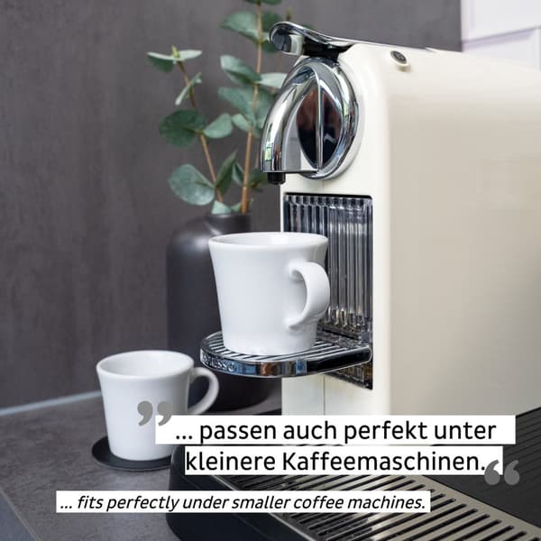 Magnetiska espressokoppar i porslin Silwy Porcelain Magnetic Espresso Cups, vit, 7 cl / 70 ml, 2-pack + magnetiska glasunderlägg