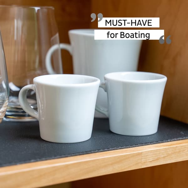 Magnetiska espressokoppar i porslin Silwy Porcelain Magnetic Espresso Cups, vit, 7 cl / 70 ml, 2-pack + magnetiska glasunderlägg