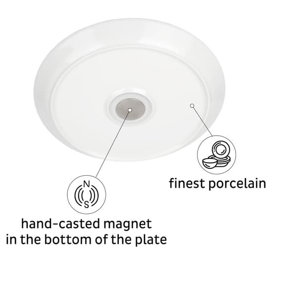 Magnetiska porslintallrikar Silwy Porcelain Magnetic Plate, vit, 23 cm, 2-pack