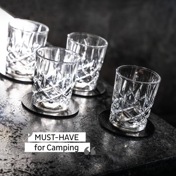 Magnetiska shotglas i kristall Silwy Magnetic Crystal Glass Shot Nachtmann, transparent, 4 cl, 4-pack + magnetiska glasunderlägg