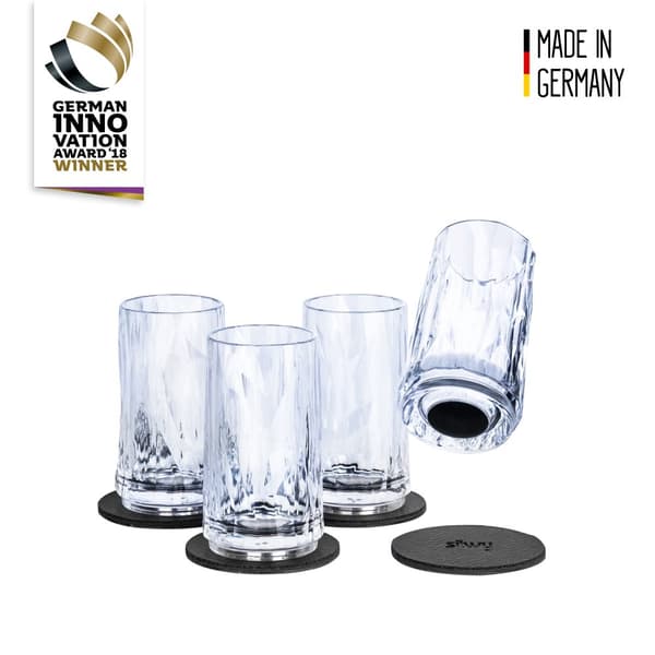 Magnetiska shotglas i plast Silwy Magnetic Plastic Glass Shot, transparent, 4 cl, 4-pack + magnetiska glasunderlägg