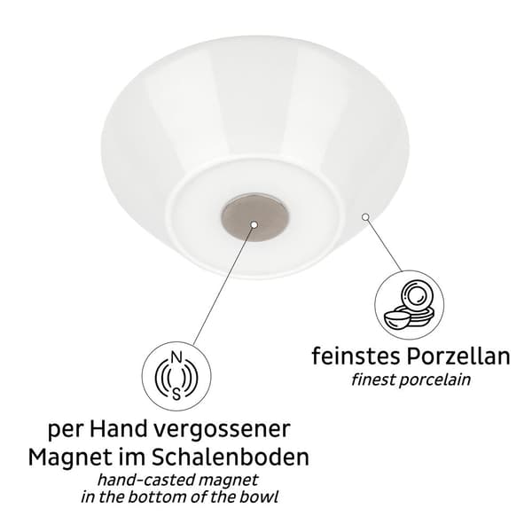 Magnetiska skålar i porslin Silwy Porcelain Magnetic Bowl, vit, Ø16 cm, 2-pack