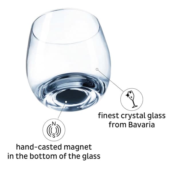 Magnetiska whiskyglas i kristall Silwy Magnetic Crystal Glass Whisky, transparent, 25 cl, 2-pack + magnetiska glasunderlägg