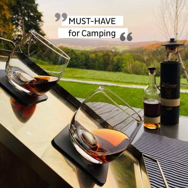 Magnetiska whiskyglas i kristall Silwy Magnetic Crystal Glass Whisky, transparent, 25 cl, 2-pack + magnetiska glasunderlägg